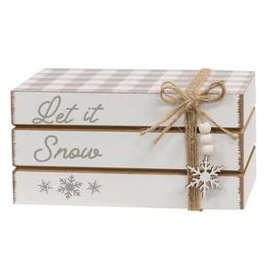 Let It Snow Wooden Book Stack 37242;