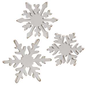 Distressed Chunky Wooden Snowflake Sitters, 3/Set 37251;