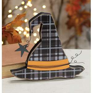 Black Plaid Witch Hat Chunky Sitter