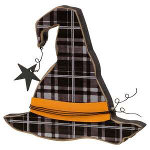 Black Plaid Witch Hat Chunky Sitter
