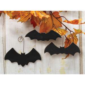 Distressed Wooden Bat Ornament with Wire Hanger, 3 Asstd.