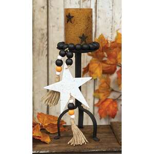 Black, Orange, & White Bead Garland with Spattered Star