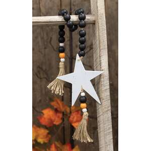 Black, Orange, & White Bead Garland with Spattered Star