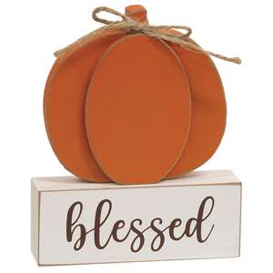 Thankful, Family, Blessed Pumpkin on Base, 3 Asstd.