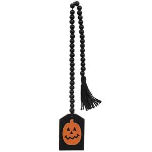 Black Beaded Jack O Lantern Tag Garland