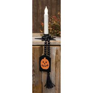 Black Beaded Jack O Lantern Tag Garland