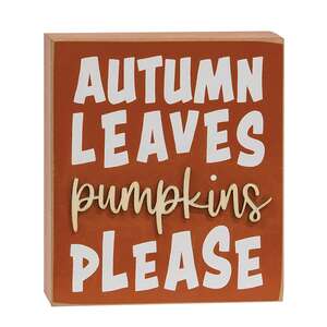 Autumn Leaves/Pumpkins Please Box Sign, 2 Asstd. 37298;