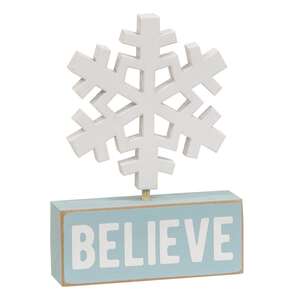 Wooden Snowflake on Believe Block 37340;