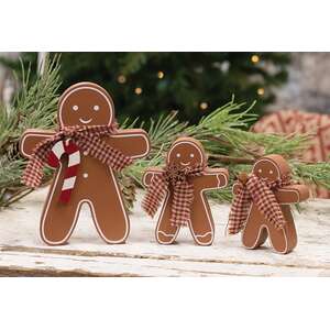 3 Set, Festive Wooden Gingerbread Sitters