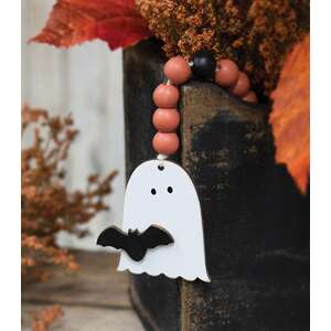 Orange & Black Beaded Ghost & Friend Ornament