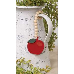 Natural Beaded Apple Ornament