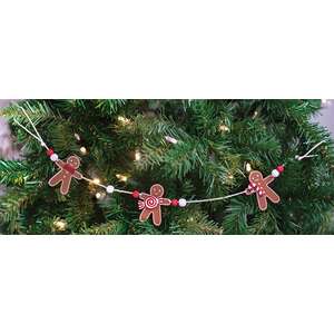 Wooden Gingerbread & Beads Garland