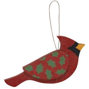 Wooden Holly Cardinal Ornament, 3 Asstd.