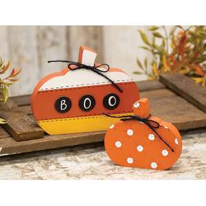 2 Set Candy Corn Boo & Polka Dot Pumpkin Sitters