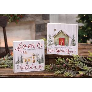 Happiest Place For the Holidays Box Sign, 2 Asstd.