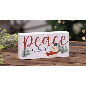 Peace On Earth Snowman Rectangle Box Sign