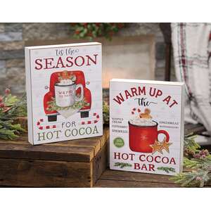 Tis the Season For Hot Cocoa Box Sign, 2 Asstd.