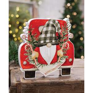 Merry Christmas Gnome & Pine Chunky Truck Sitter