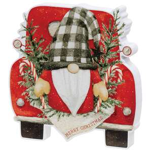 Merry Christmas Gnome & Pine Chunky Truck Sitter