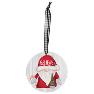 Gnome's Watching Round Wooden Ornament, 3 Asstd.