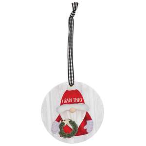 Gnome's Watching Round Wooden Ornament, 3 Asstd.