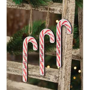Cozy Sayings Candy Cane Ornament, 3 Asstd.