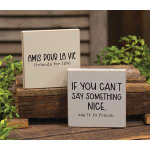 Say It In French Square Block, 2 Asstd.