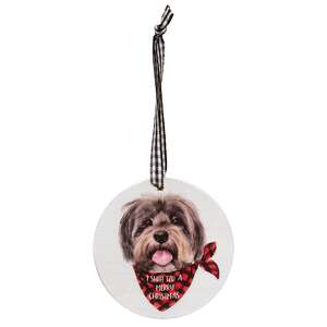 Doggy Christmas Wishes Round Ornament, 3 Asstd.