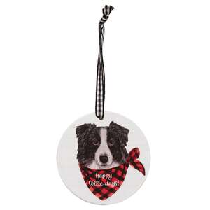 Bah Hum Pug Round Ornament, 3 Asstd.