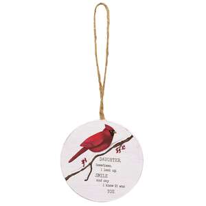 Daughter or Son Round Cardinal Ornament, 2 Asstd.
