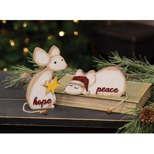 2 Set, Hope & Peace Chunky Mouse Sitters