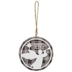 True Story Buffalo Check Round Silhouette Ornament, 3 Asstd.