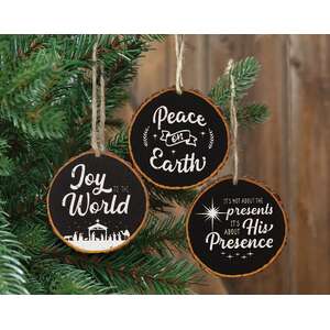 Nativity Wood Slice Ornament, 3 Asstd.