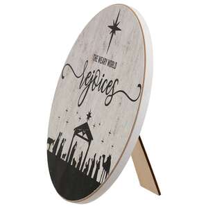 The Weary World Rejoices Nativity Round Easel Sign