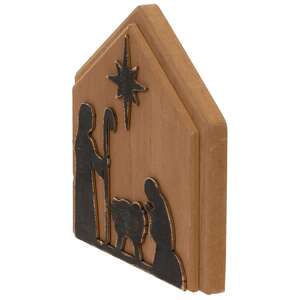 Distressed Wooden Nativity Silhouette Plaque