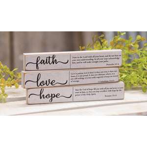 Faith, Hope, Love Bible Verse Mini Stick, 3 Asstd.