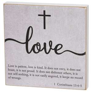 Faith, Hope, Love Bible Verse Block Sign, 3 Asstd.