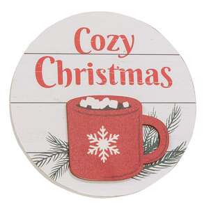 Cozy Christmas Round Easel Sign, 2 Asstd. 37449;