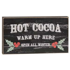 Hot Cocoa Warm Up Here Distressed Wooden Block Sign 37452;