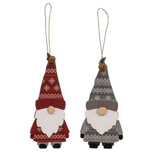 Layered Wooden Sweater Gnome Ornament, 2 Asstd. 37460;