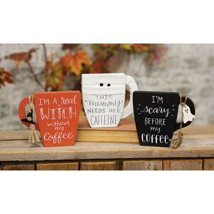 Wooden Halloween Mug Sitter, 3 Asstd.