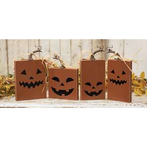 4 Set Reversible Fall Pumpkin Blocks with Stems