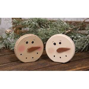 Distressed Wooden Blushing Snowman Sitter, 2 Asstd.