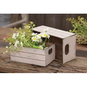 2 Set, Distressed Wooden Mini Crates