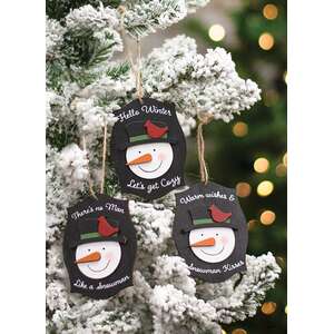 Let's Get Cozy Snowman Ornament, 3 Asstd.