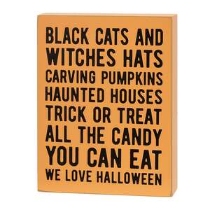 Black Cats & Witches Hats Box Sign with Jack Easel, 2/Set 37543;