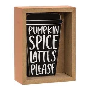 Pumpkins, Leaves Box Sign with Pumpkin Spice Chunky Sitter, 2/Set 37545;