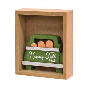 Fall Kinda Girl Box Sign with Happy Fall Pumpkins Truck Sitter, 2/Set 37546;