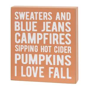 Sweaters and Blue Jeans Box Sign with Hello Pumpkin Easel, 2/Set 37547;