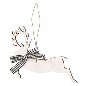 Wooden Glitter Reindeer Ornament, 2 Asstd. 37550;